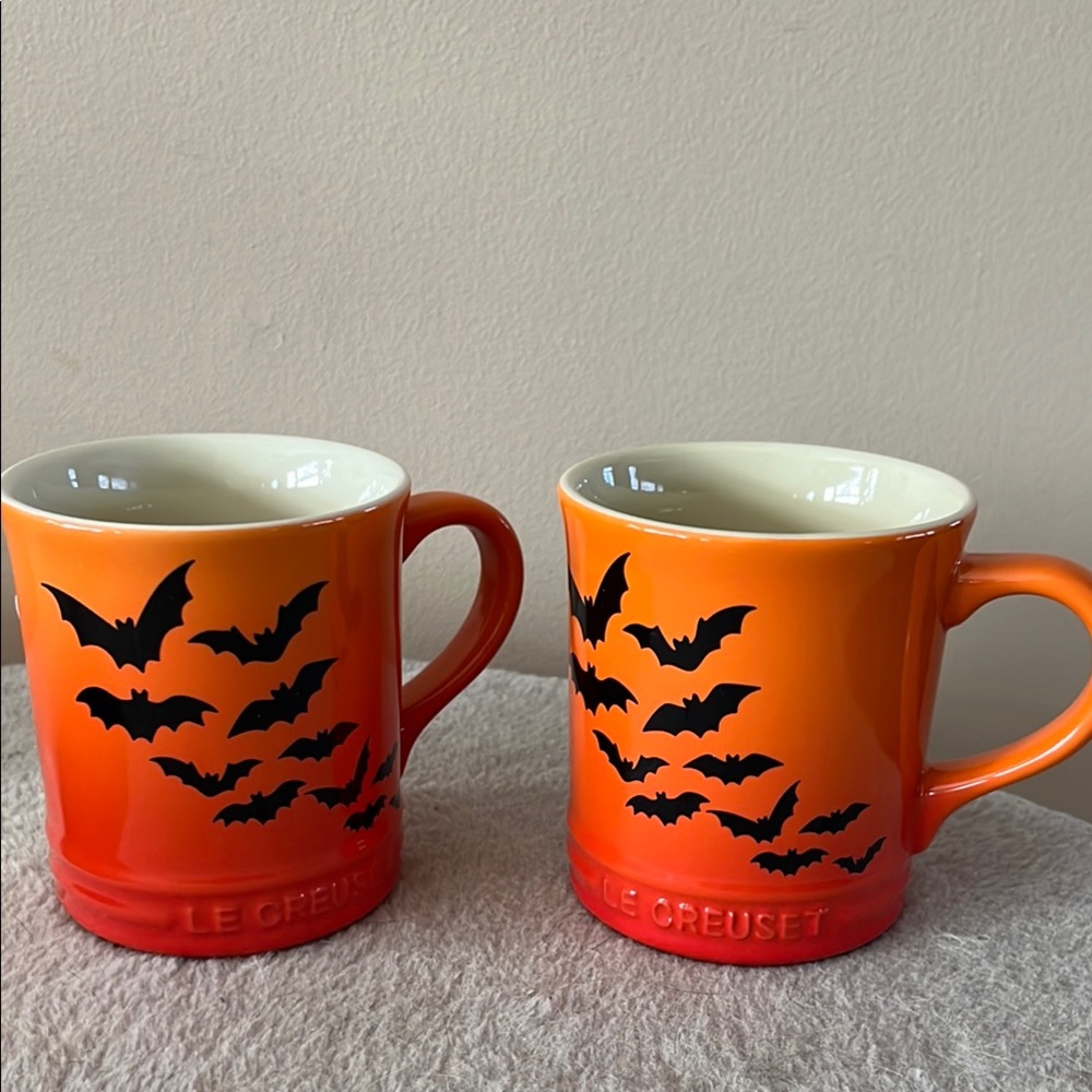 Le Creuset Halloween Orange Bat Mugs